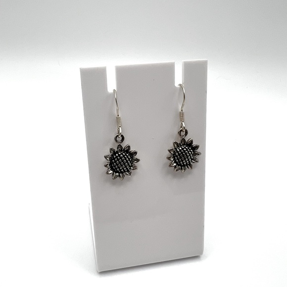 .925 Sterling Silver Sunflower Earrings - Picture 9 of 14